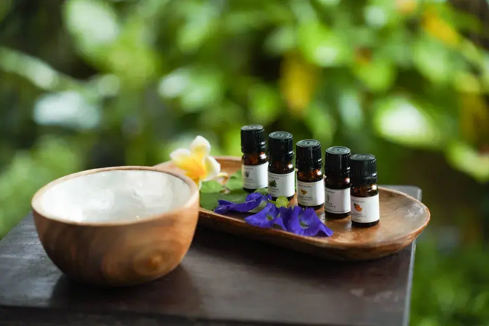 Botanical oils prepared at the spa