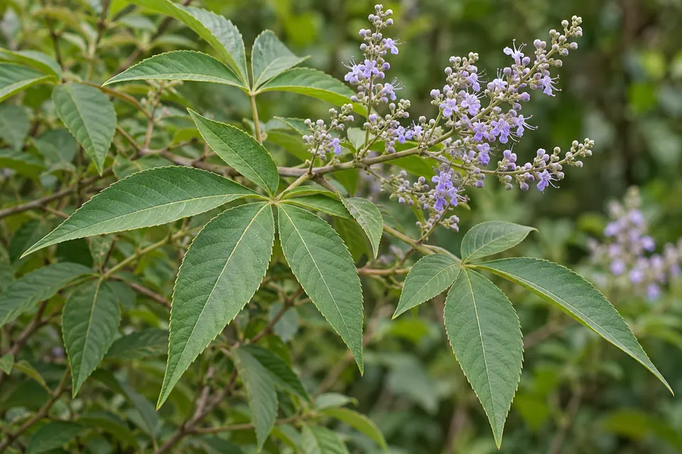 AI botanical illustration of Nirgundi (Vitex negundo)